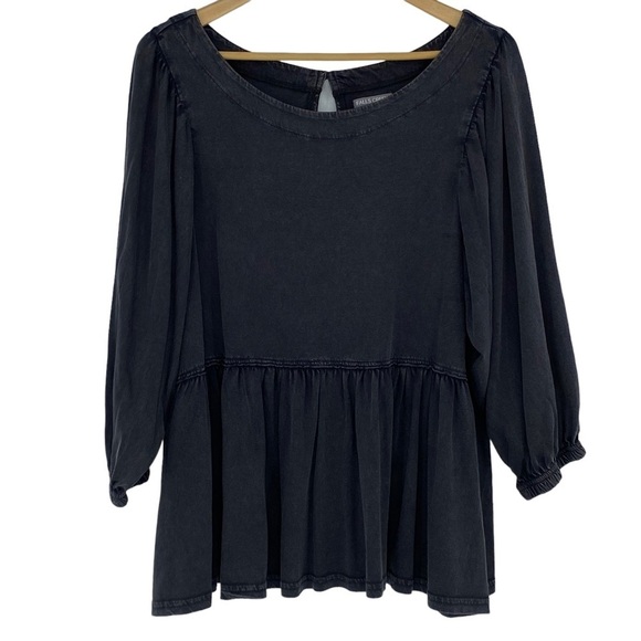 NWT Falls Creek charcoal washed look babydoll top, XL - Picture 1 of 8